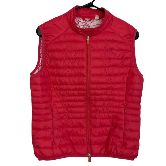 Save The Duck Puffer Vest Womens Size 3 Large Hot Pink Zip Ultra Light Jacket * - Picture 1 of 14